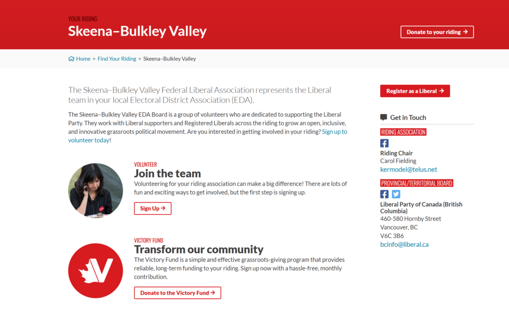 Riding Chair of Skeena- Bulkley Valley.