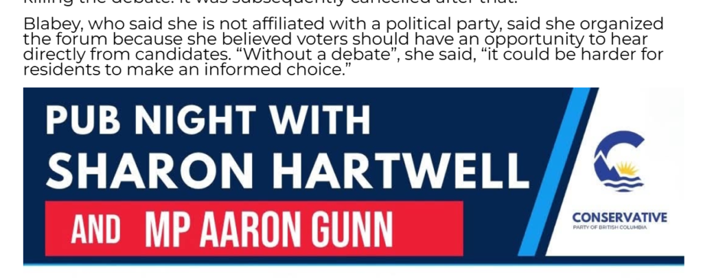 "not affiliated with a political party", however an active member of the BC Teachers' Federation (BCTF)