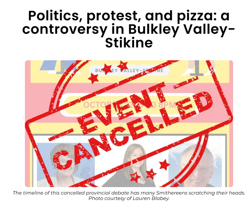 Pamela Haasen taking another poke at the Conservatives, faulting them for NDP candidate, Frankie Abel canceling the date agreed to. A very dirty shift and blame by CICK 93.9 FM Radio.